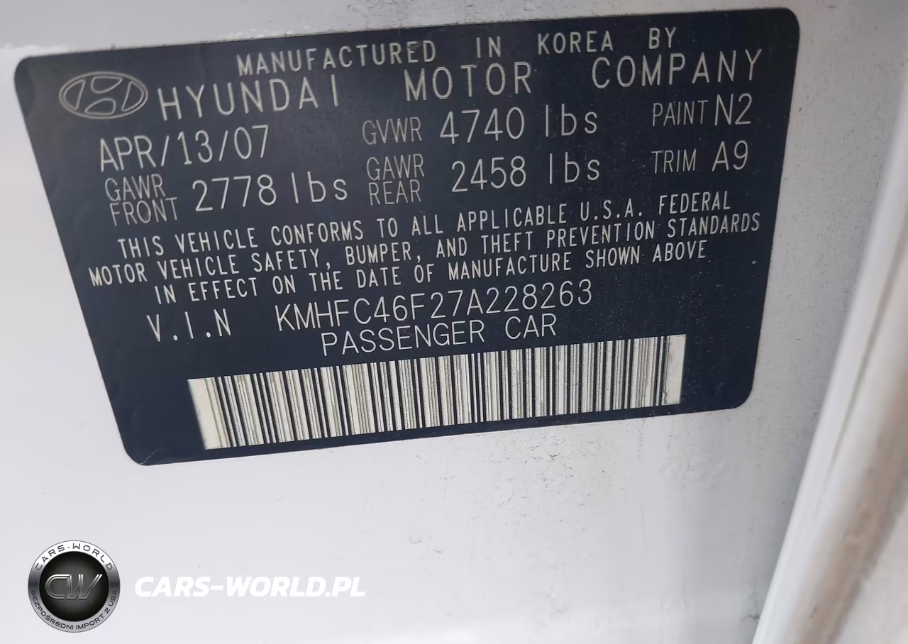 2007 Hyundai Azera Limited-Se VIN:KMHFC46F27A228263 - 9