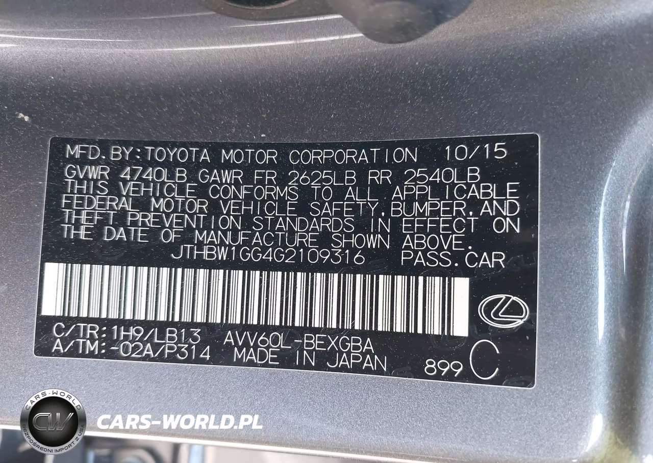 2016 Lexus Es 300H VIN:JTHBW1GG4G2109316 - 9