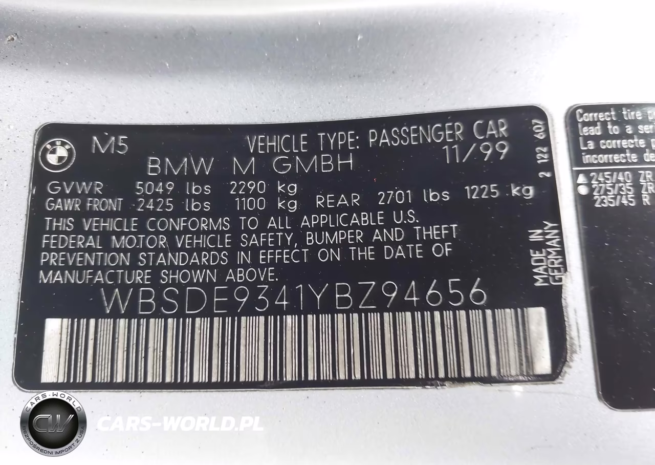 2000 BMW M5 VIN:WBSDE9341YBZ94656 - 9