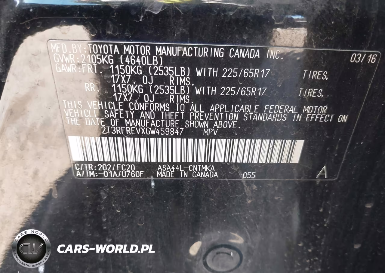 2016 Toyota Rav4 Xle VIN:2T3RFREVXGW459847 - 9
