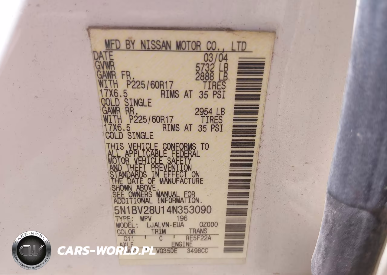 2004 Nissan Quest 3.5 Se VIN:5N1BV28U14N353090 - 9