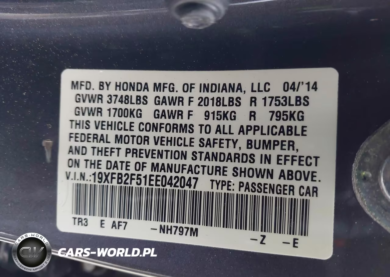 2014 Honda Civic Lx VIN:19XFB2F51EE042047 - 9