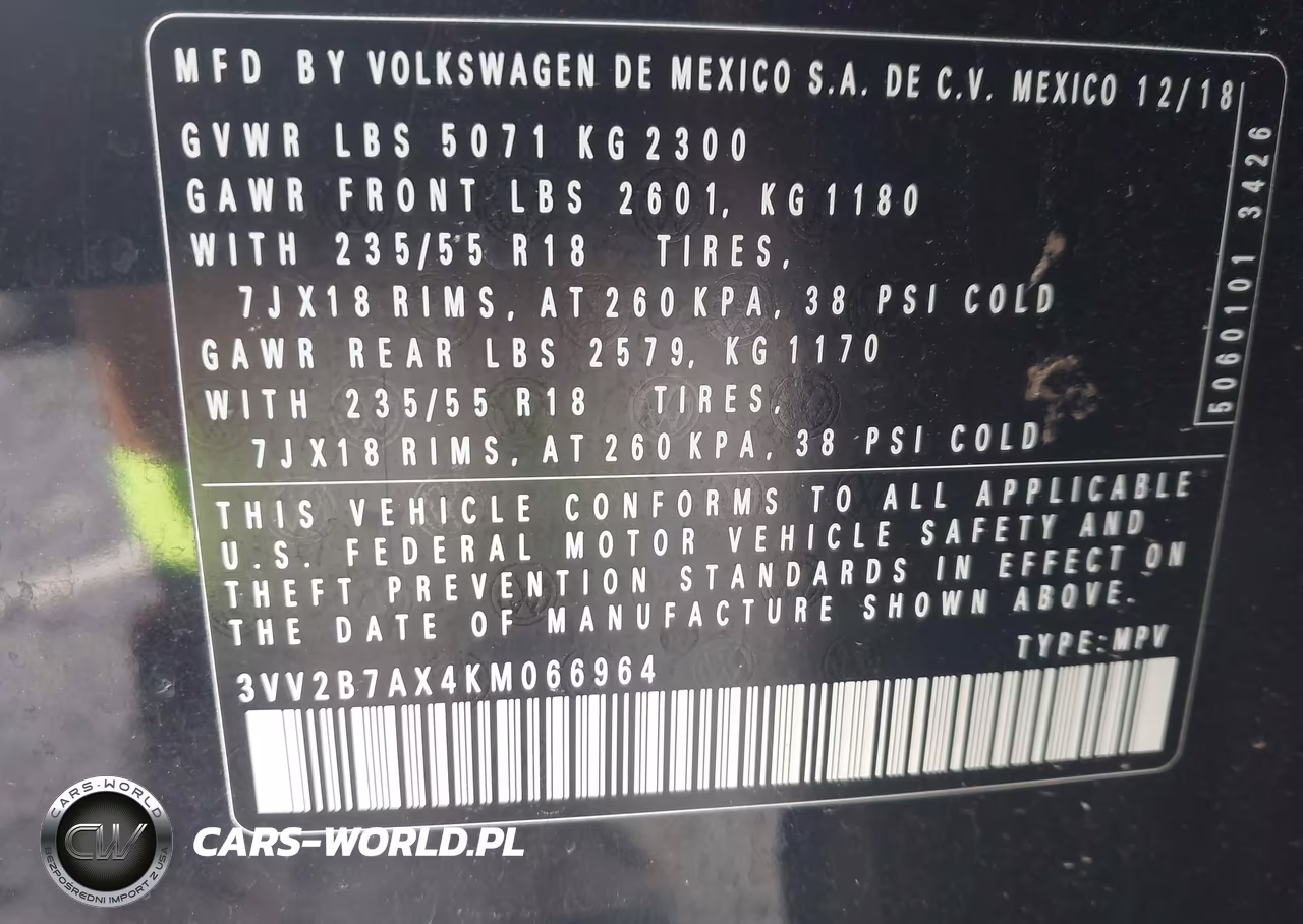 2019 Volkswagen Tiguan 2.0T Se-2.0T Sel-2.0T Sel R-Line-2.0T Sel R-Line Black VIN:3VV2B7AX4KM066964 - 9