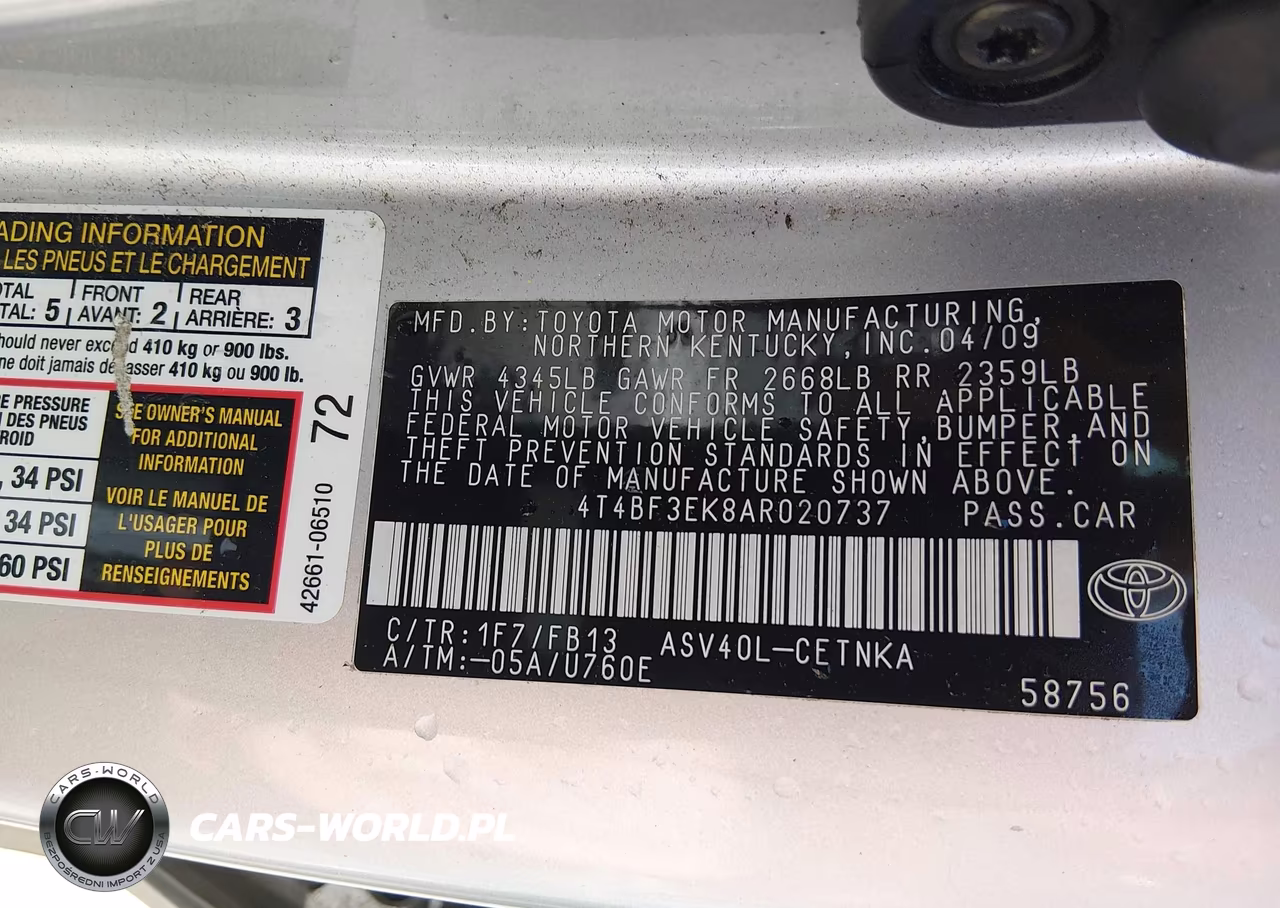 2010 Toyota Camry VIN:4T4BF3EK8AR020737 - 9