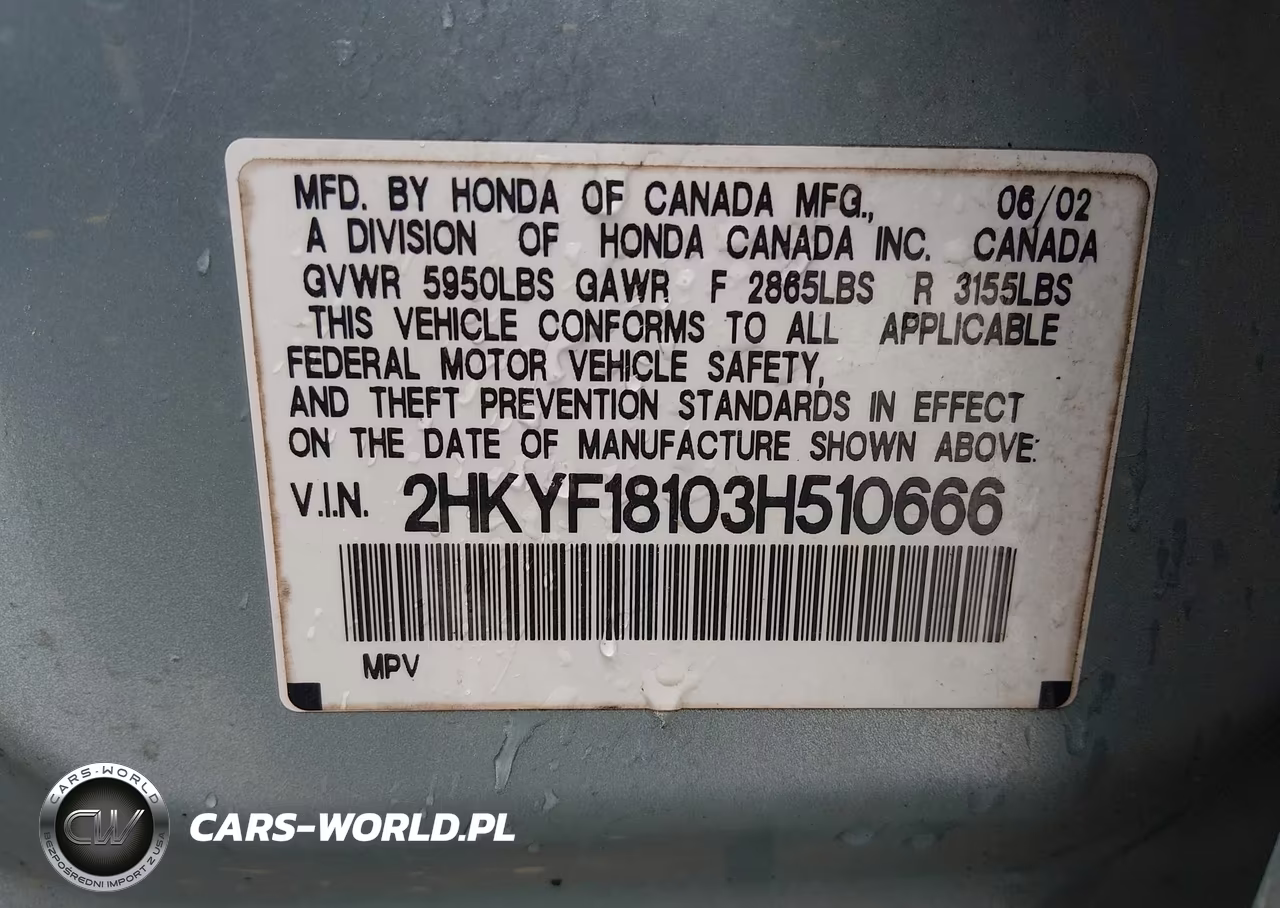 2003 Honda Pilot Lx VIN:2HKYF18103H510666 - 9