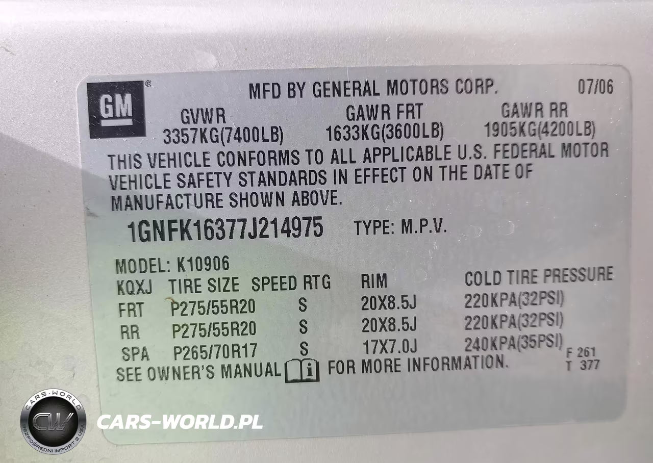 2007 Chevrolet Suburban 1500 Lt VIN:1GNFK16377J214975 - 9