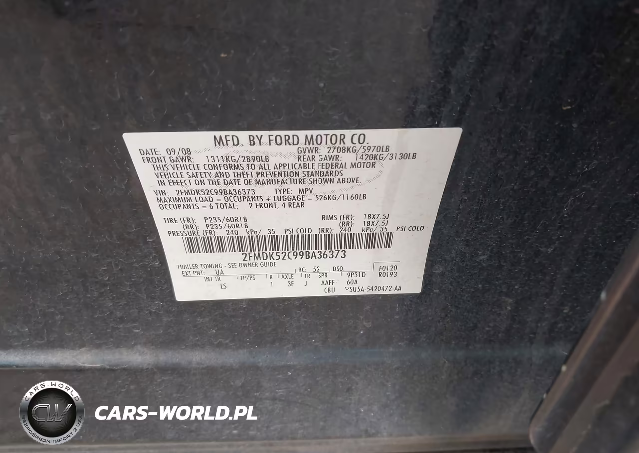 2009 Ford Flex Sel VIN:2FMDK52C99BA36373 - 9