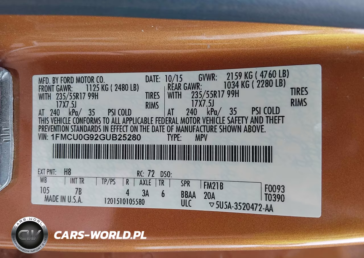 2016 Ford Escape Se VIN:1FMCU0G92GUB25280 - 9