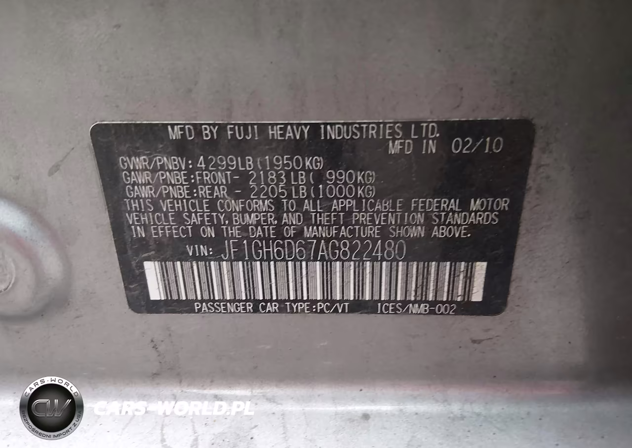 2010 Subaru Impreza Outback Sport VIN:JF1GH6D67AG822480 - 9