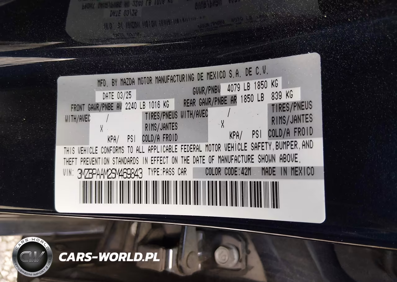 2025 Mazda Mazda3 2.5 S VIN:3MZBPAAM2SM469843 - 9