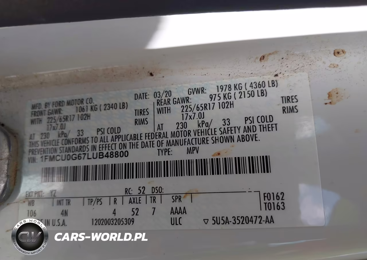 2020 Ford Escape Se VIN:1FMCU0G67LUB48800 - 9