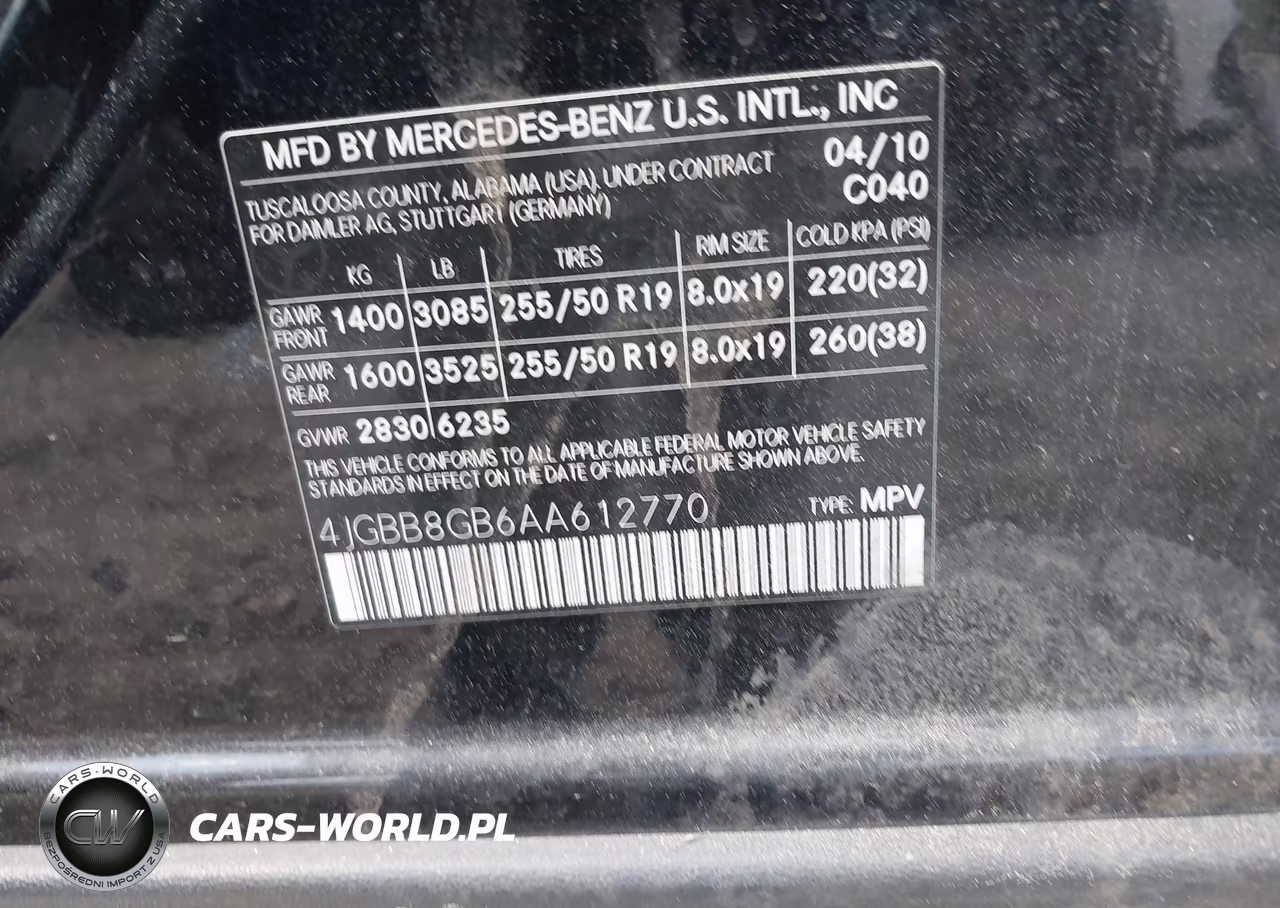 2010 Mercedes-Benz Ml 350 4Matic VIN:4JGBB8GB6AA612770 - 9