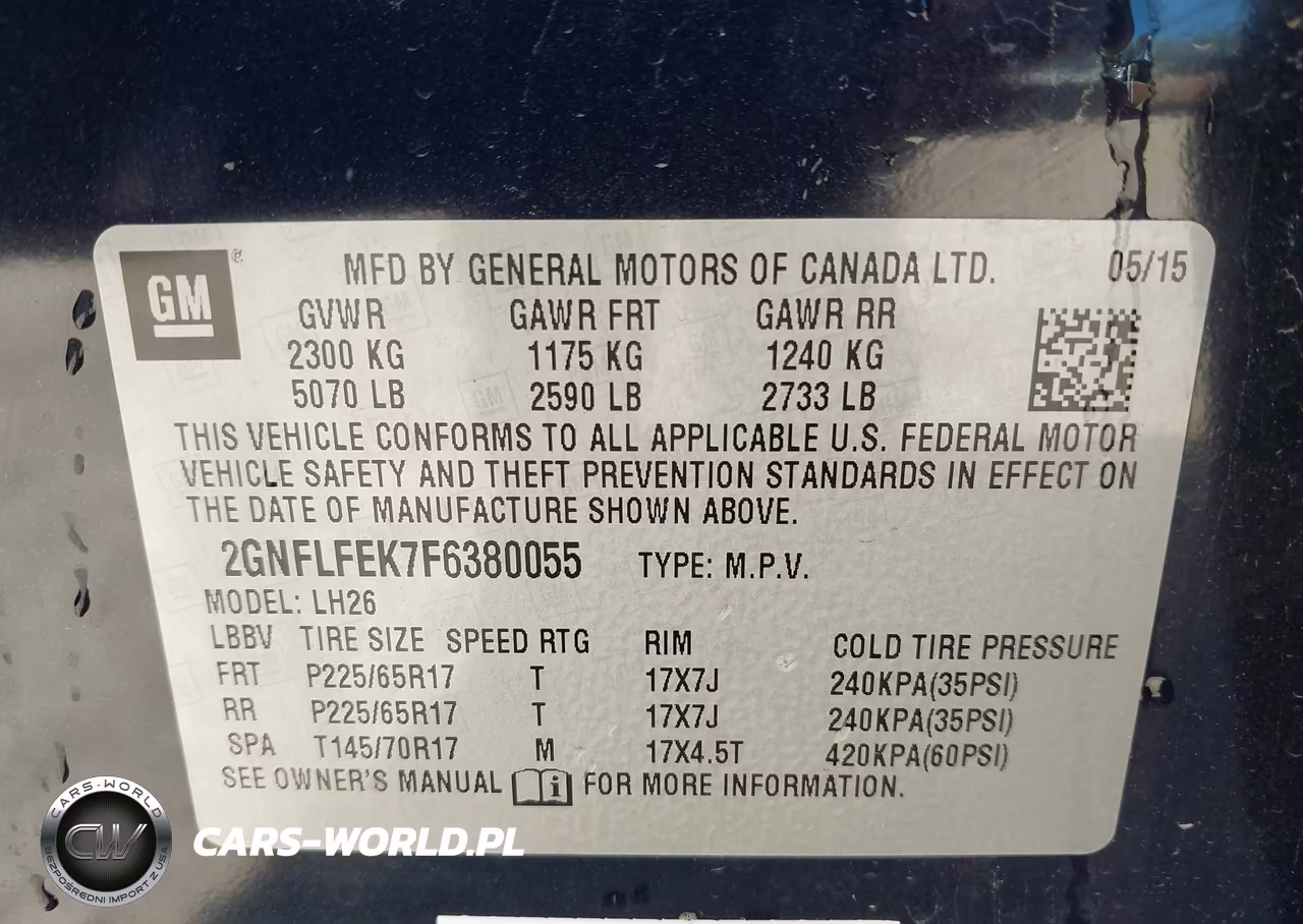 2015 Chevrolet Equinox 1Lt VIN:2GNFLFEK7F6380055 - 9