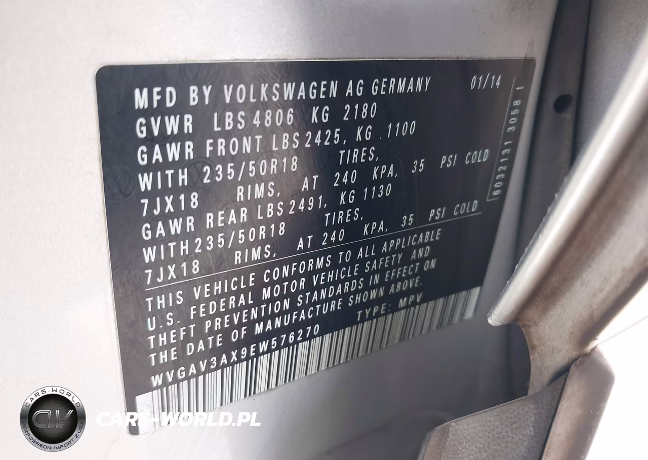 2014 Volkswagen Tiguan Se VIN:WVGAV3AX9EW576270 - 9