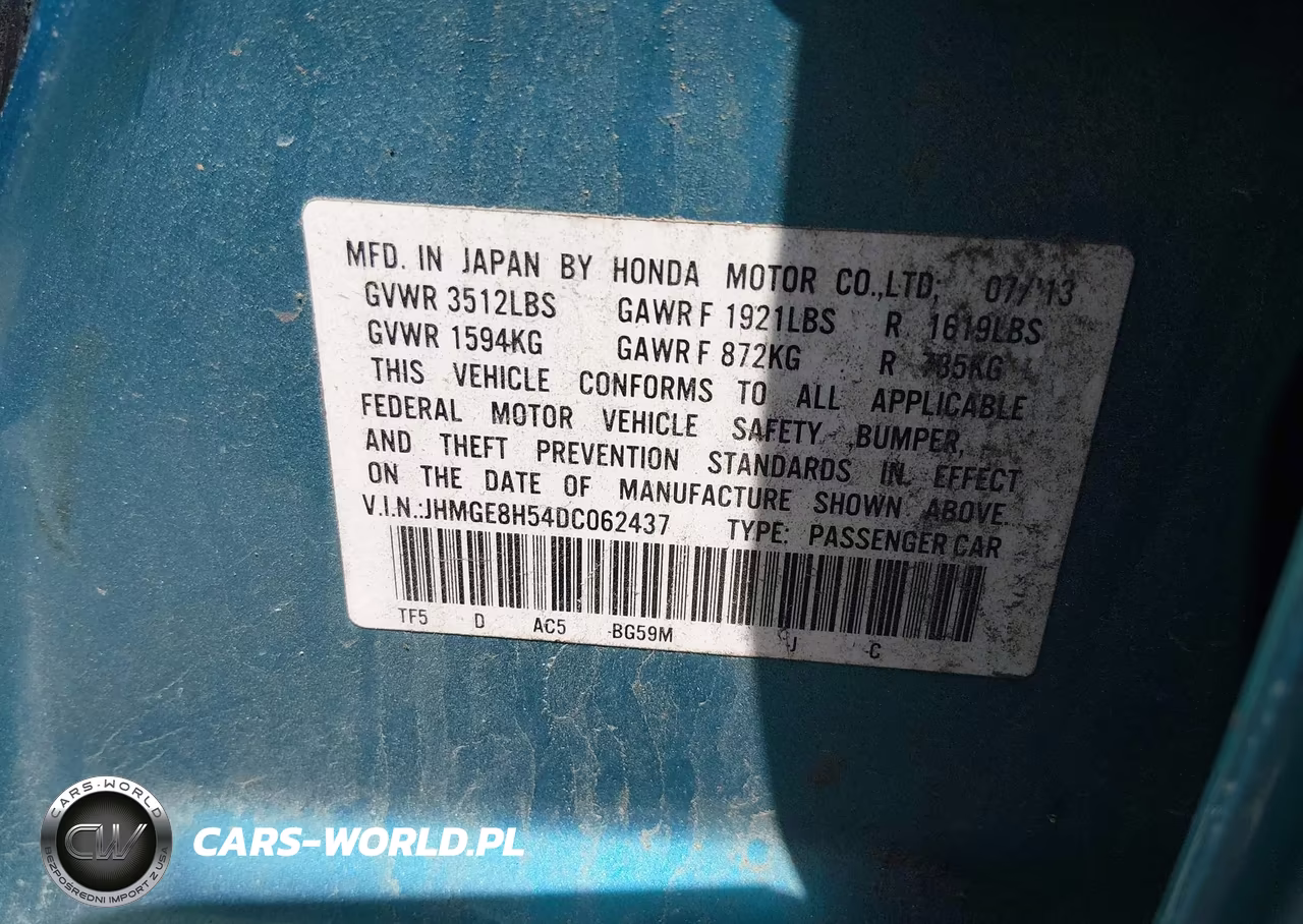2013 Honda Fit Sport VIN:JHMGE8H54DC062437 - 9