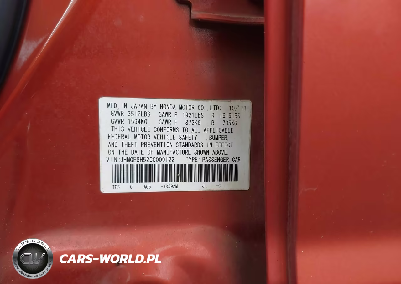 2012 Honda Fit Sport VIN:JHMGE8H52CC009122 - 9