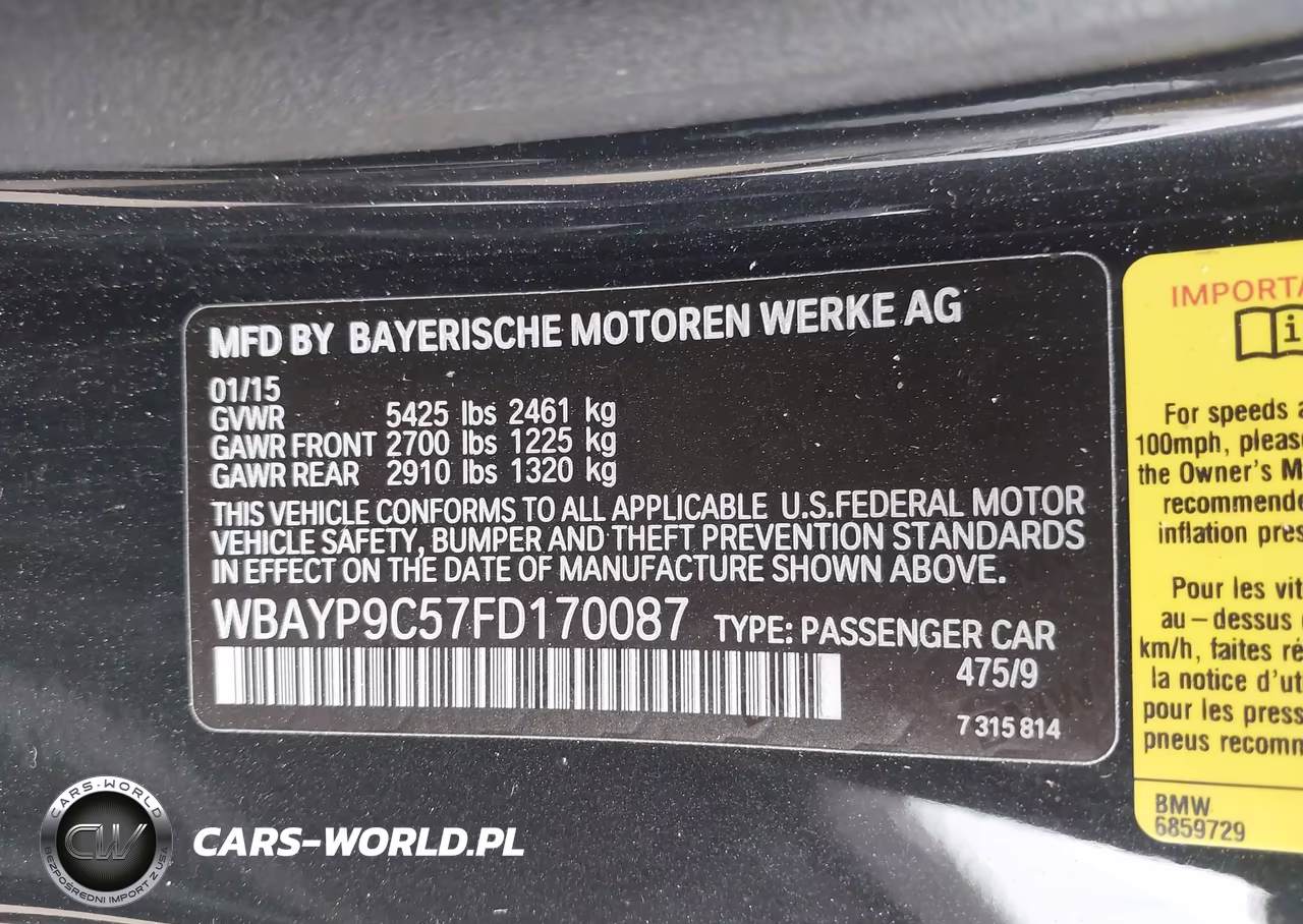 2015 BMW 650I VIN:WBAYP9C57FD170087 - 9