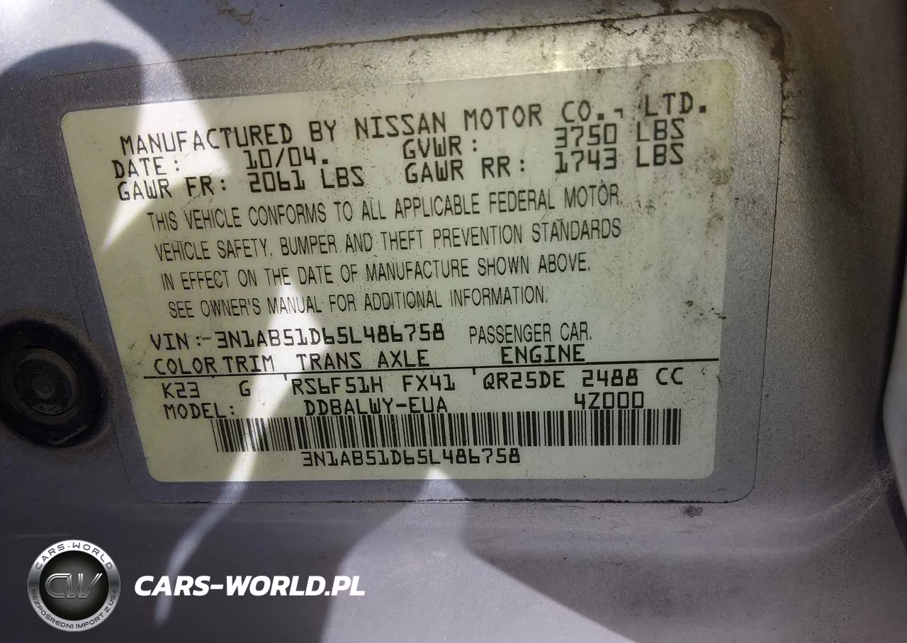 2005 Nissan Sentra VIN:3N1AB51D65L486758 - 9
