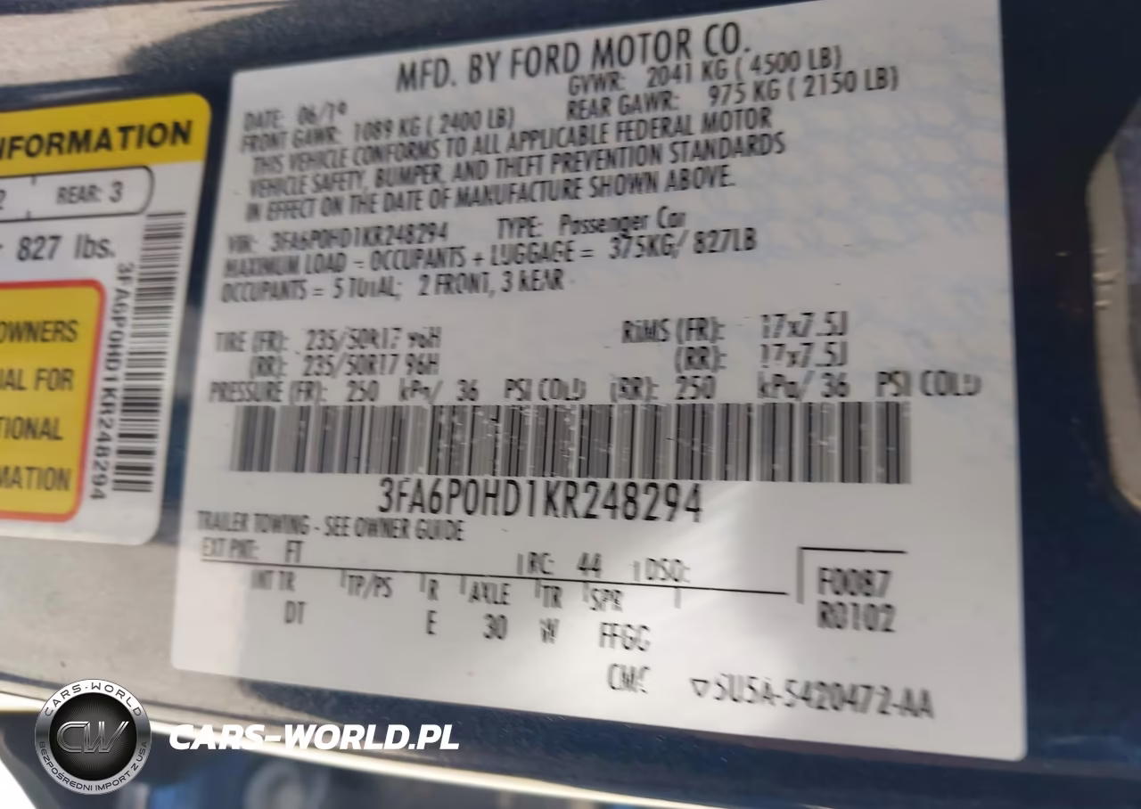2019 Ford Fusion Se VIN:3FA6P0HD1KR248294 - 9