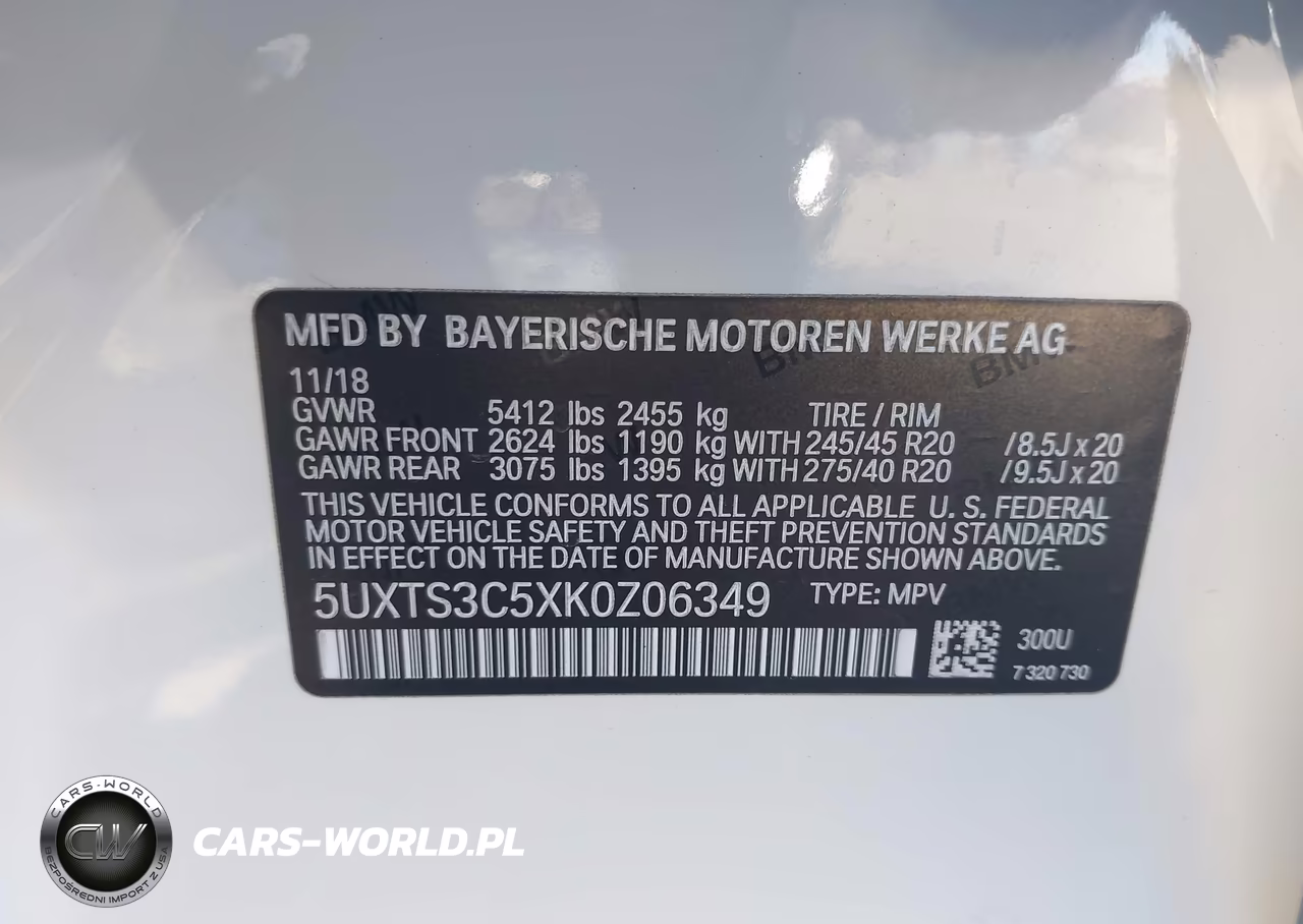 2019 BMW X3 M40I VIN:5UXTS3C5XK0Z06349 - 9