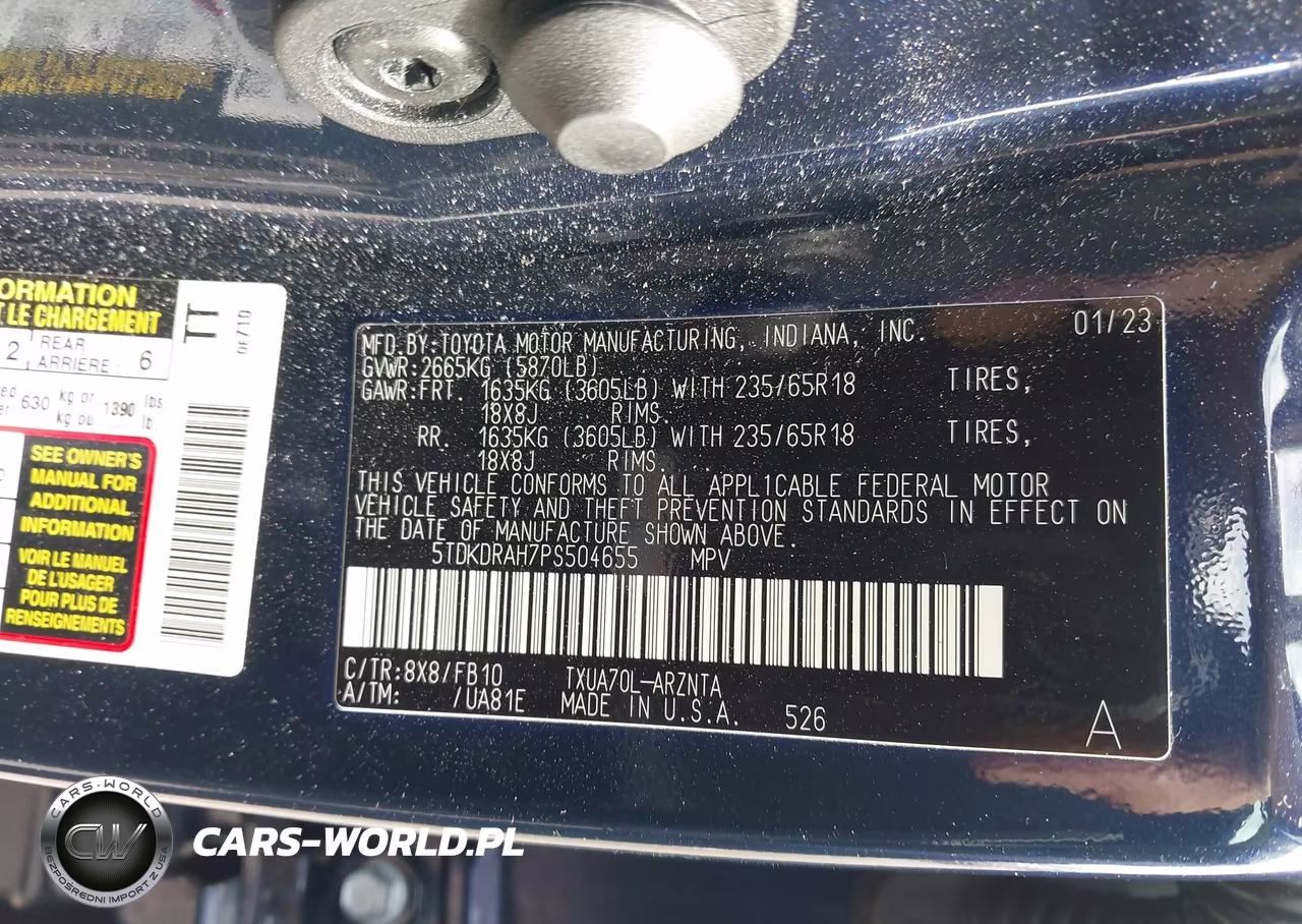 2023 Toyota Highlander Le VIN:5TDKDRAH7PS504655 - 9
