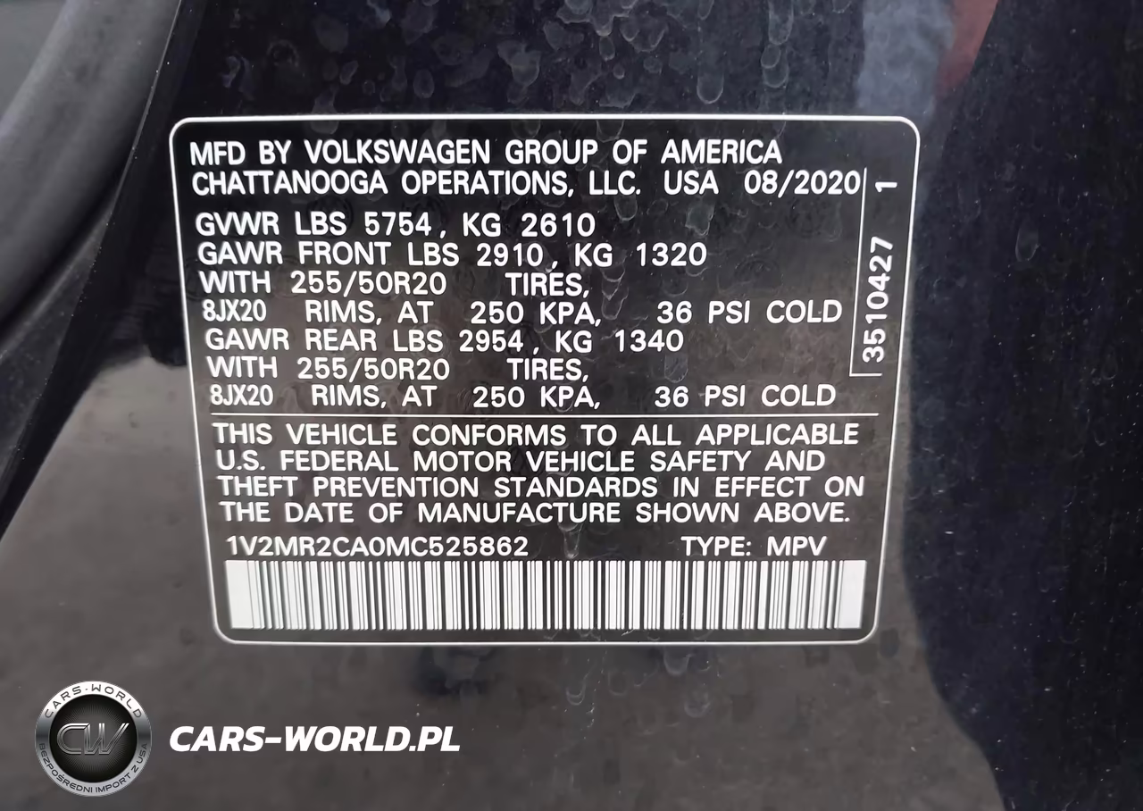 2021 Volkswagen Atlas 3.6L V6 Se W-Technology R-Line VIN:1V2MR2CA0MC525862 - 9