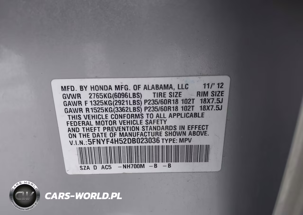 2013 Honda Pilot Ex-L VIN:5FNYF4H52DB023036 - 9