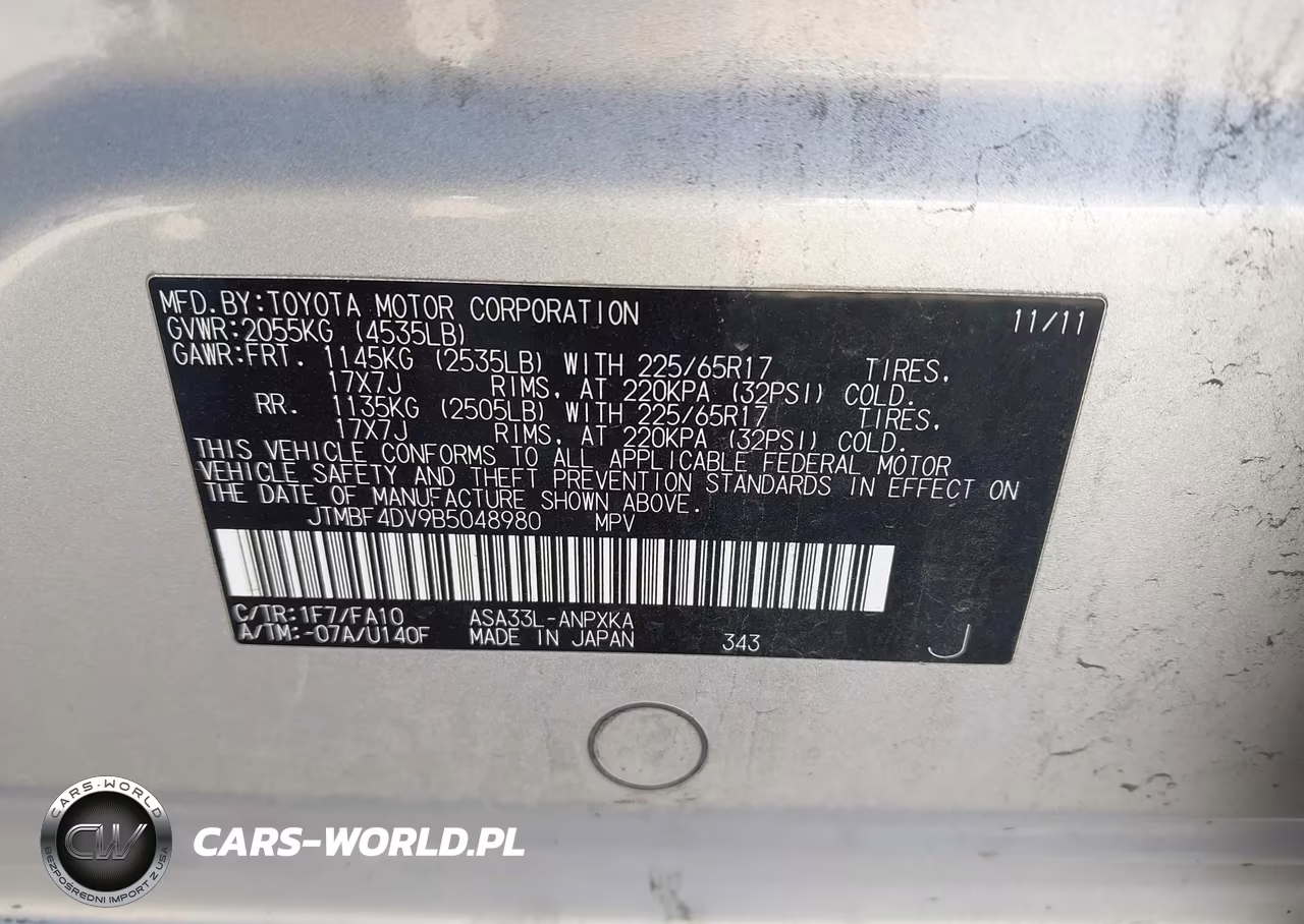 2011 Toyota Rav4 VIN:JTMBF4DV9B5048980 - 9