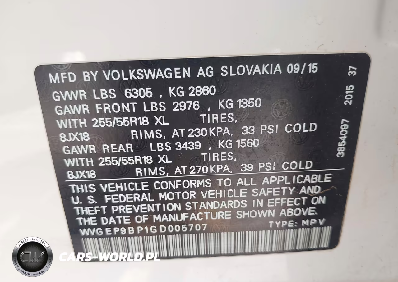 2016 Volkswagen Touareg Tdi Executive-Tdi Lux-Tdi Sport W-Technology VIN:WVGEP9BP1GD005707 - 9