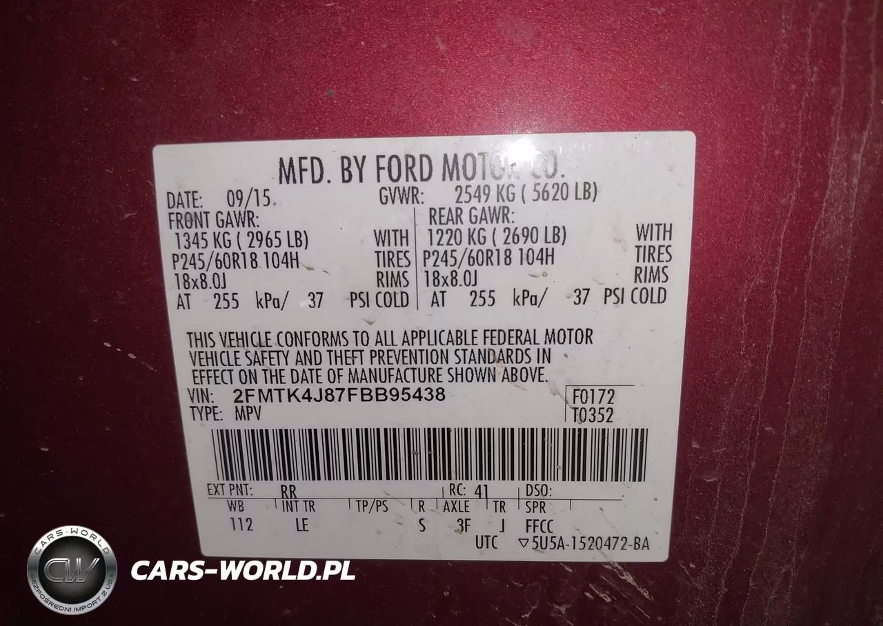 2015 Ford Edge Sel VIN:2FMTK4J87FBB95438 - 9