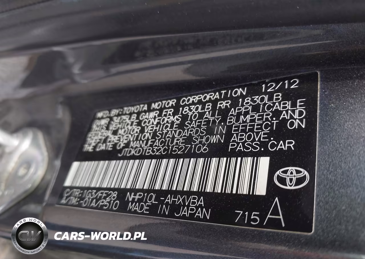 2012 Toyota Prius C Two VIN:JTDKDTB32C1527106 - 9