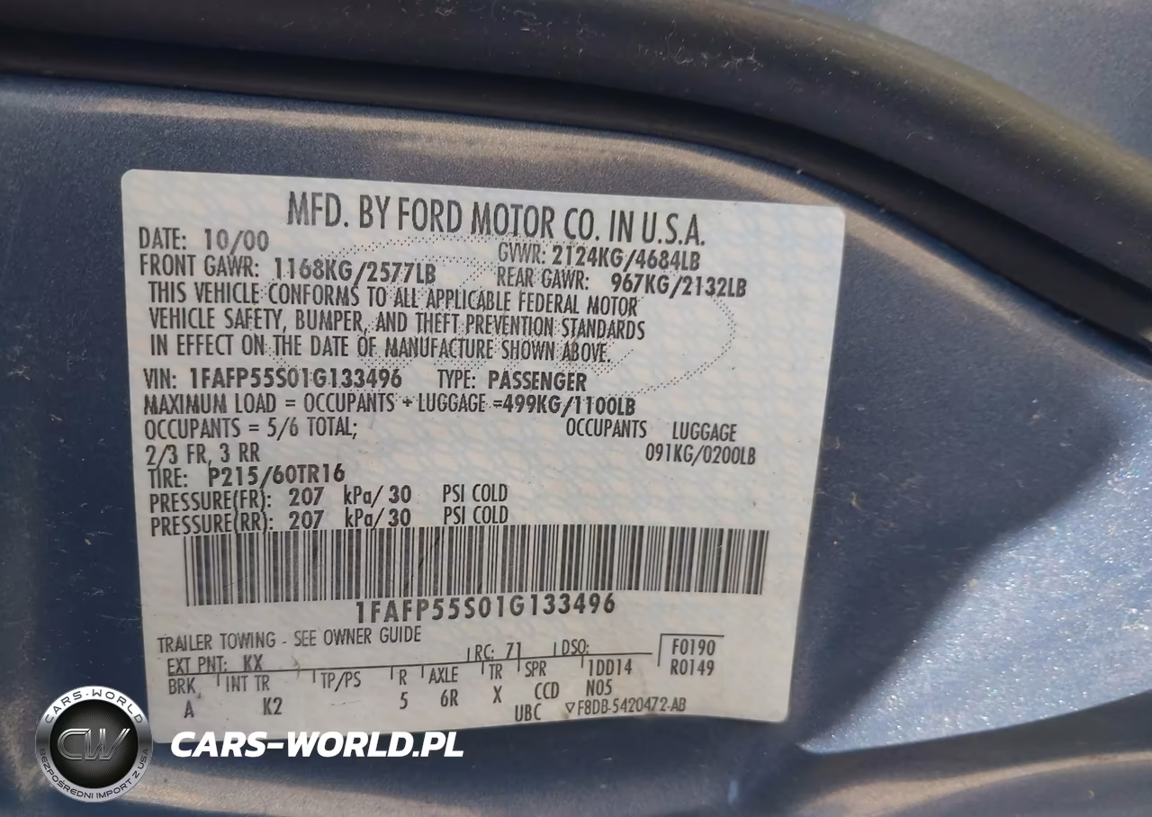 2001 Ford Taurus Ses VIN:1FAFP55S01G133496 - 9