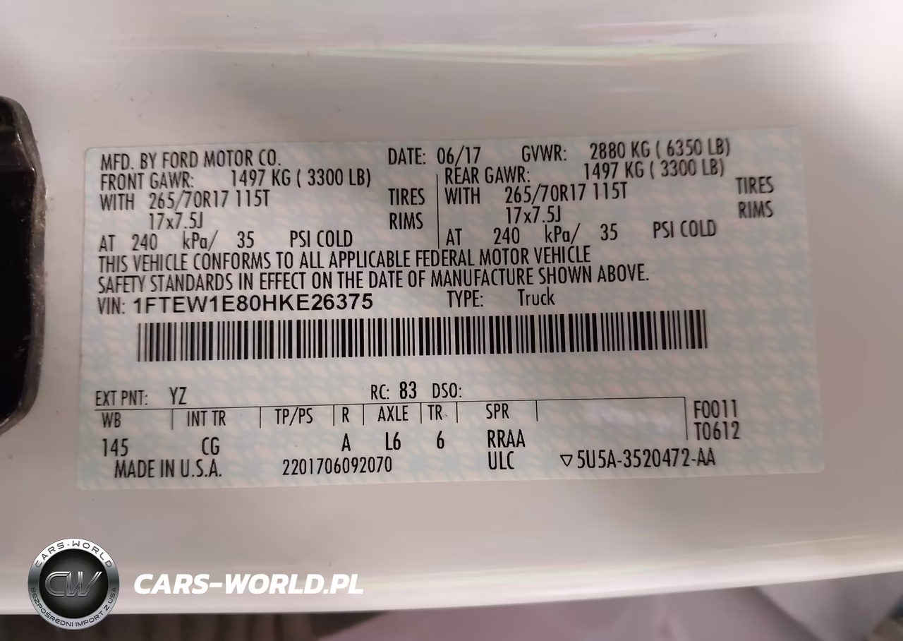 2017 Ford F-150 Xl VIN:1FTEW1E80HKE26375 - 9