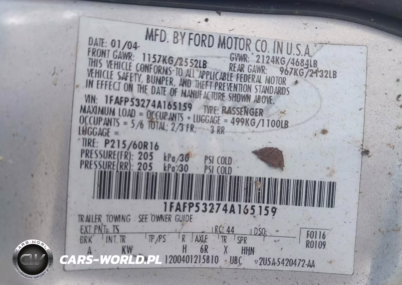 2004 Ford Taurus Se VIN:1FAFP53274A165159 - 9