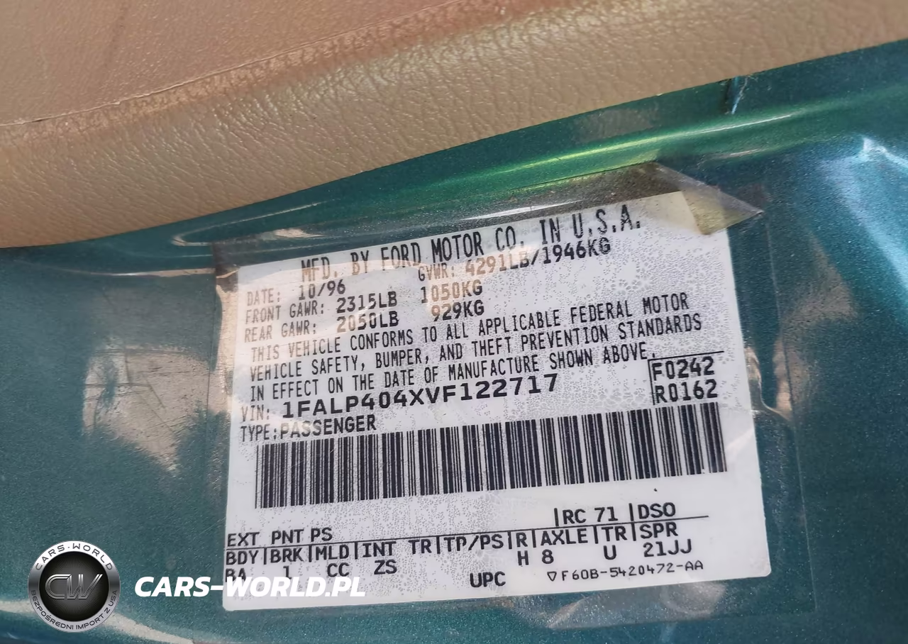 1997 Ford Mustang VIN:1FALP404XVF122717 - 9