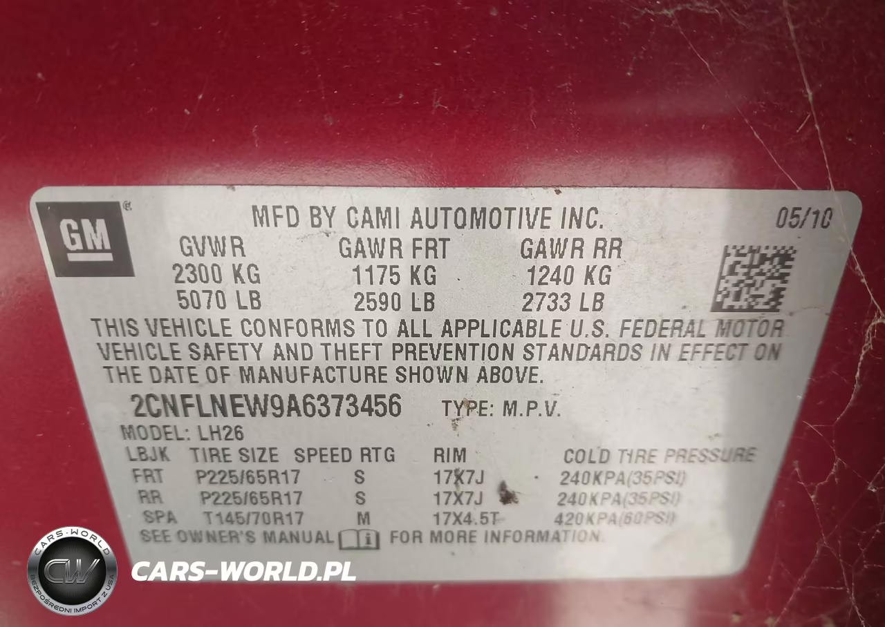 2010 Chevrolet Equinox Lt VIN:2CNFLNEW9A6373456 - 9