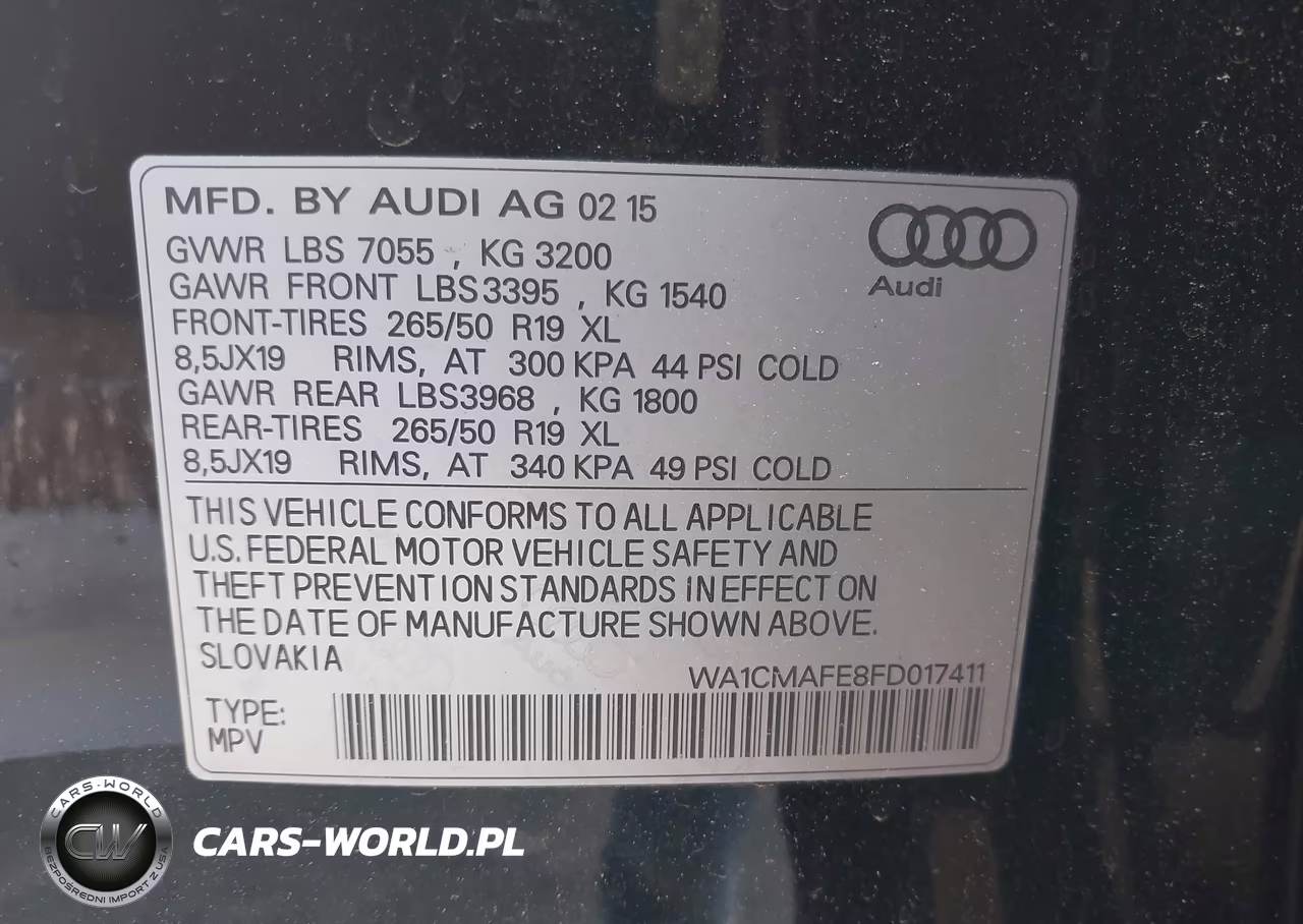 2015 Audi Q7 3.0 Tdi Premium VIN:WA1CMAFE8FD017411 - 9