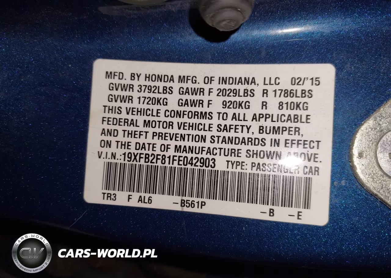 2015 Honda Civic Ex VIN:19XFB2F81FE042903 - 9