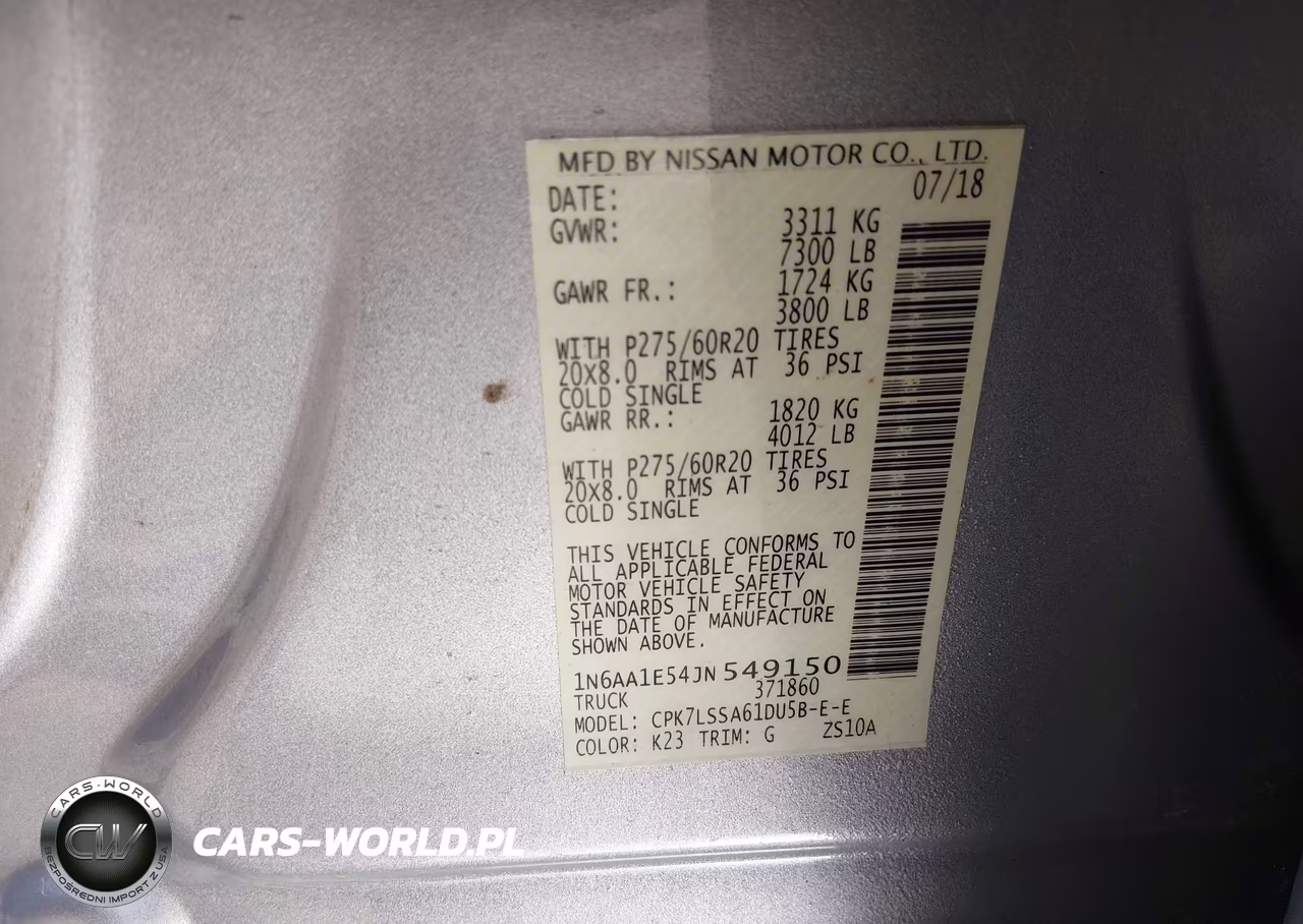 2018 Nissan Titan Sv VIN:1N6AA1E54JN549150 - 9