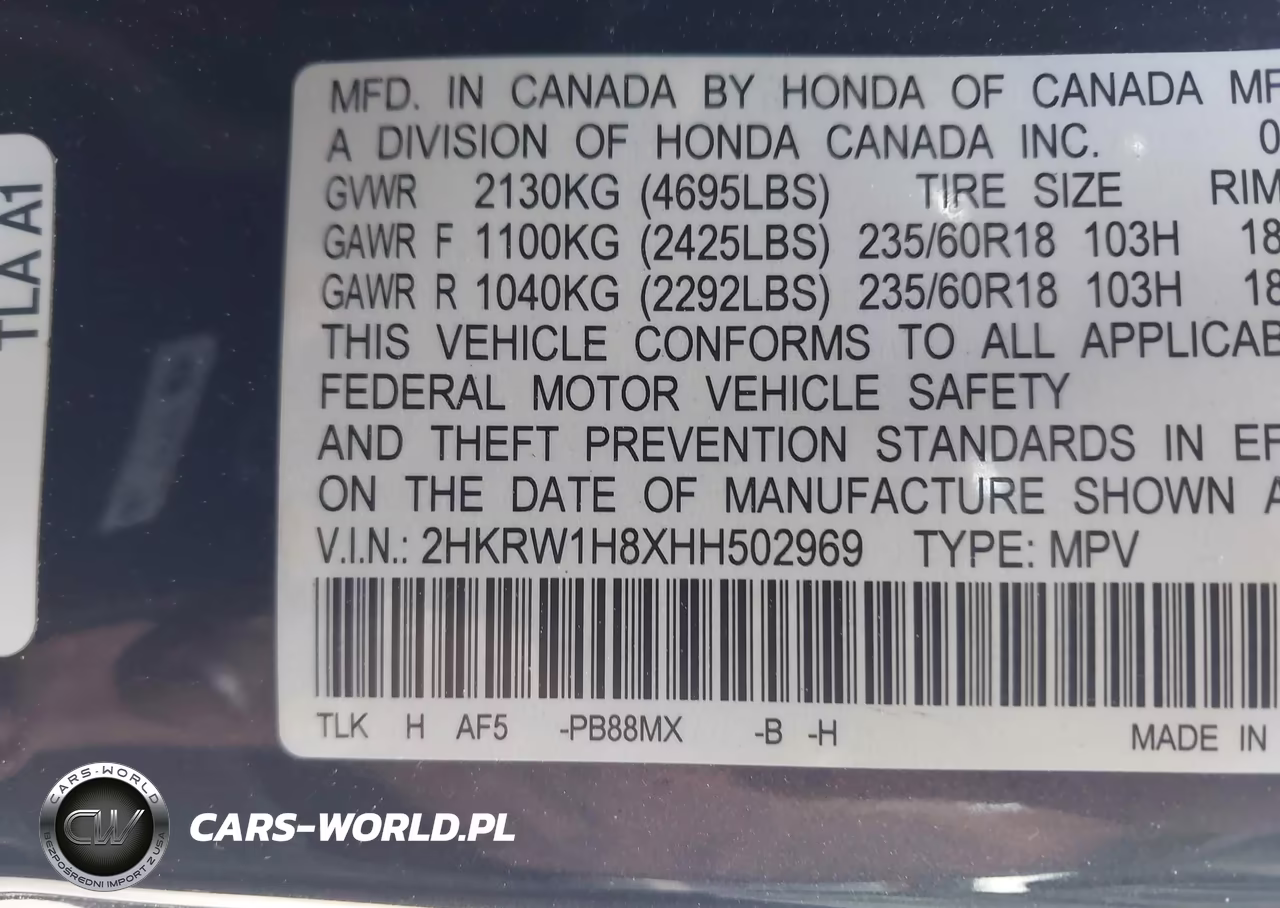 2017 Honda Cr-V Ex-L-Ex-L Navi VIN:2HKRW1H8XHH502969 - 9