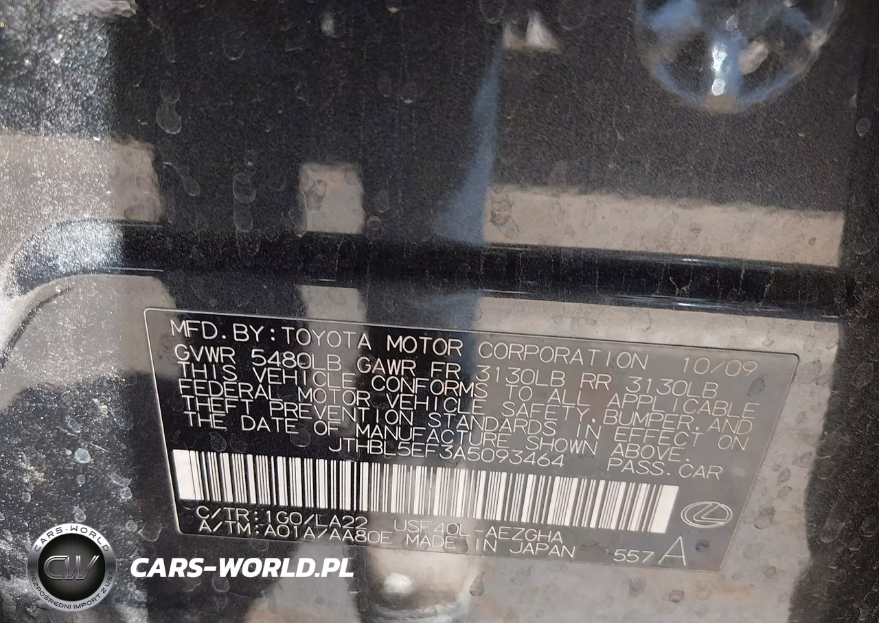 2010 Lexus Ls 460 VIN:JTHBL5EF3A5093464 - 9