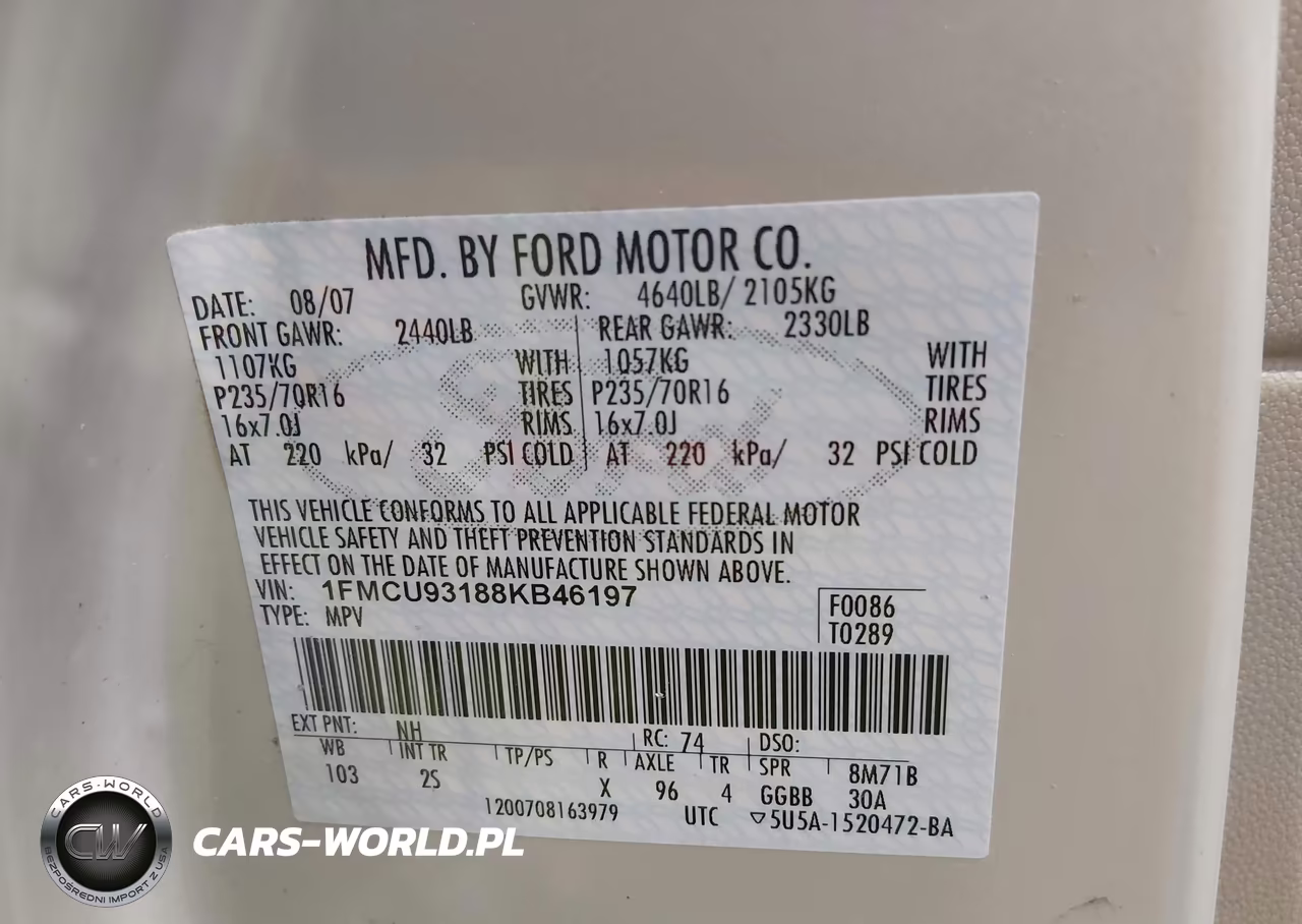 2008 Ford Escape Xlt VIN:1FMCU93188KB46197 - 9