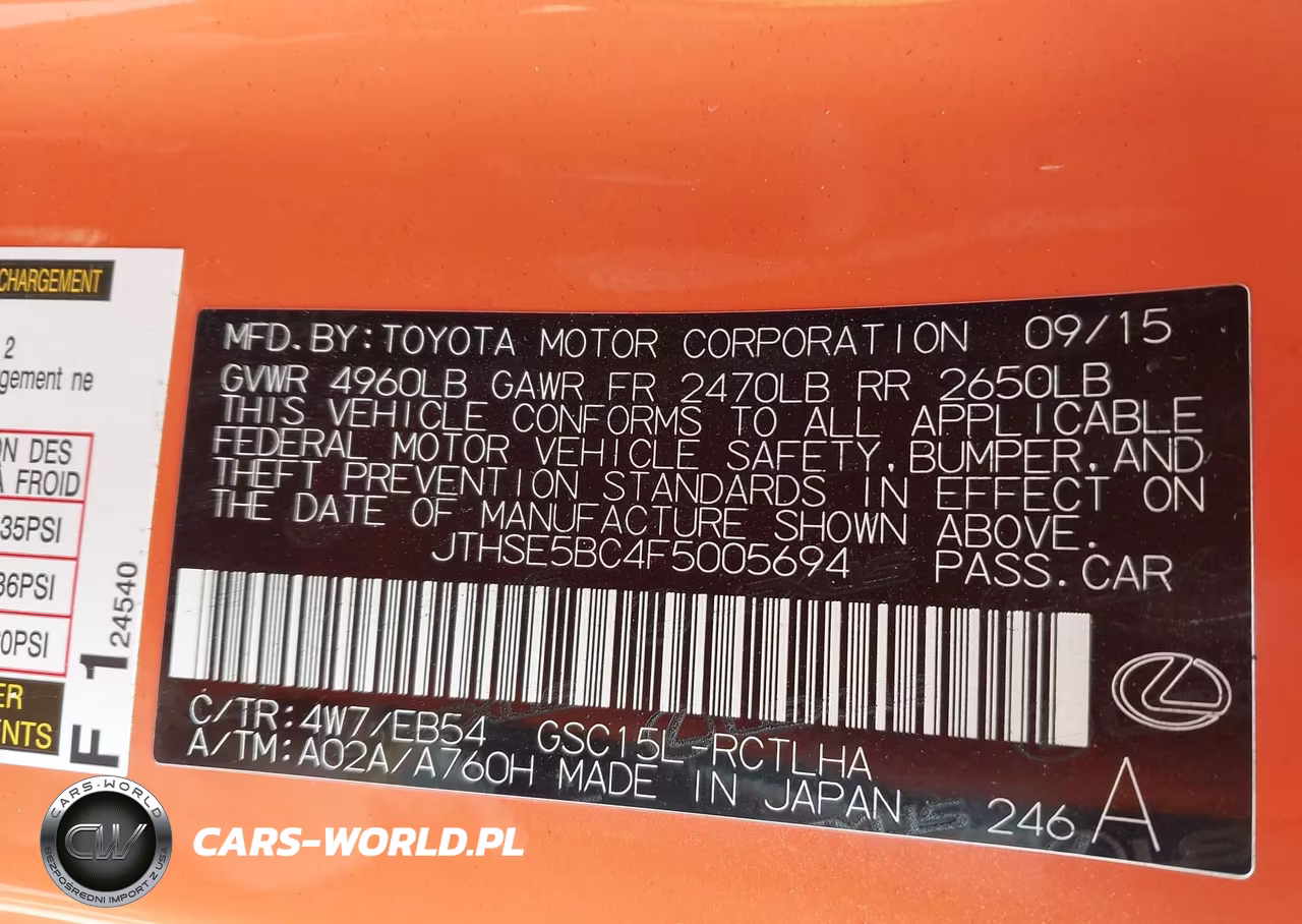 2015 Lexus Rc 350 VIN:JTHSE5BC4F5005694 - 9
