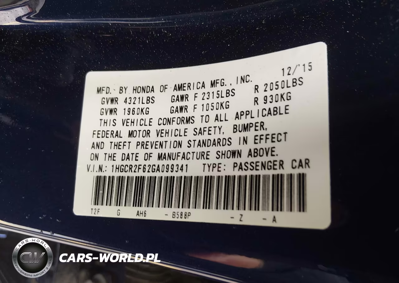 2016 Honda Accord Sport VIN:1HGCR2F62GA099341 - 9