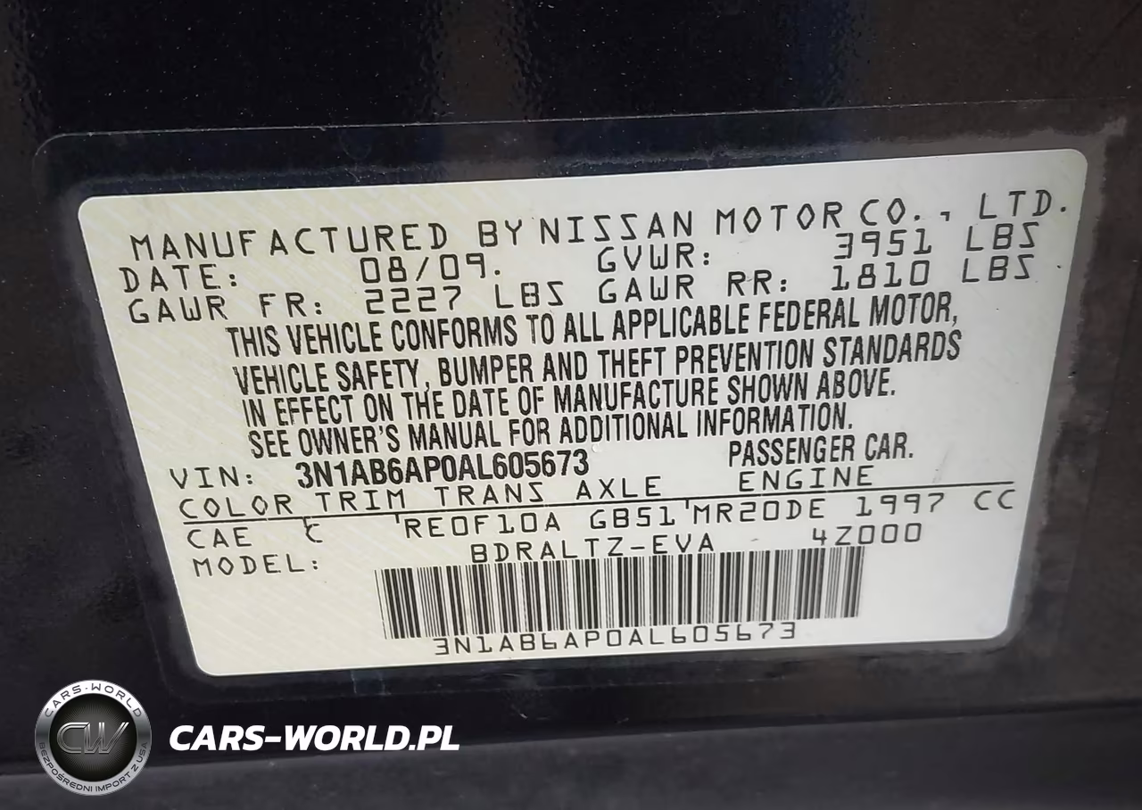 2010 Nissan Sentra 2.0S VIN:3N1AB6AP0AL605673 - 9