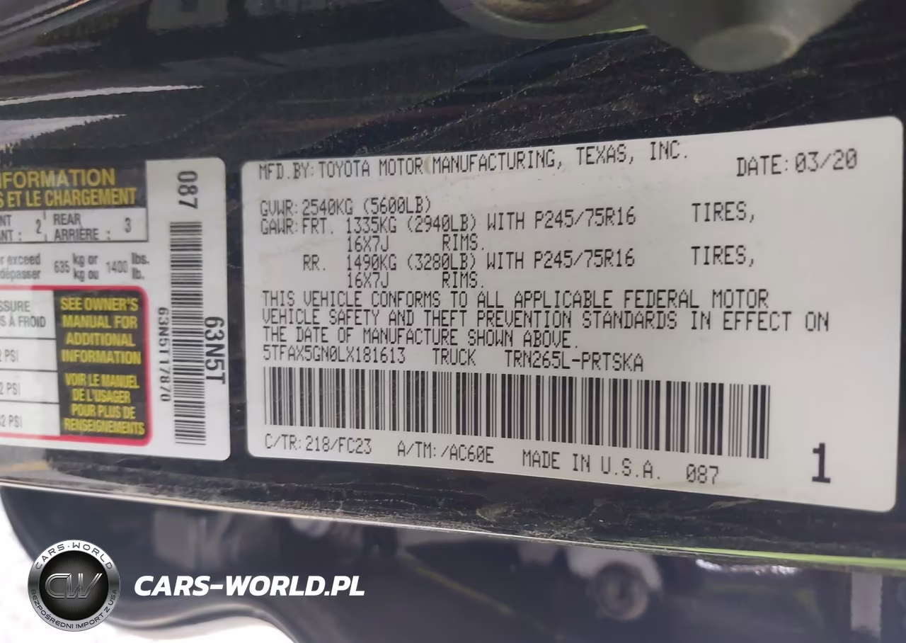 2020 Toyota Tacoma Sr5 VIN:5TFAX5GN0LX181613 - 9