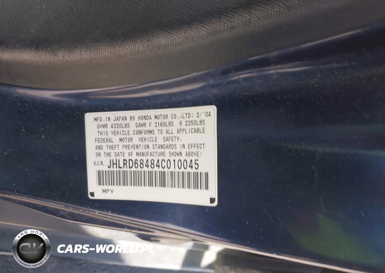 2004 Honda Cr-V Lx VIN:JHLRD68484C010045 - 9