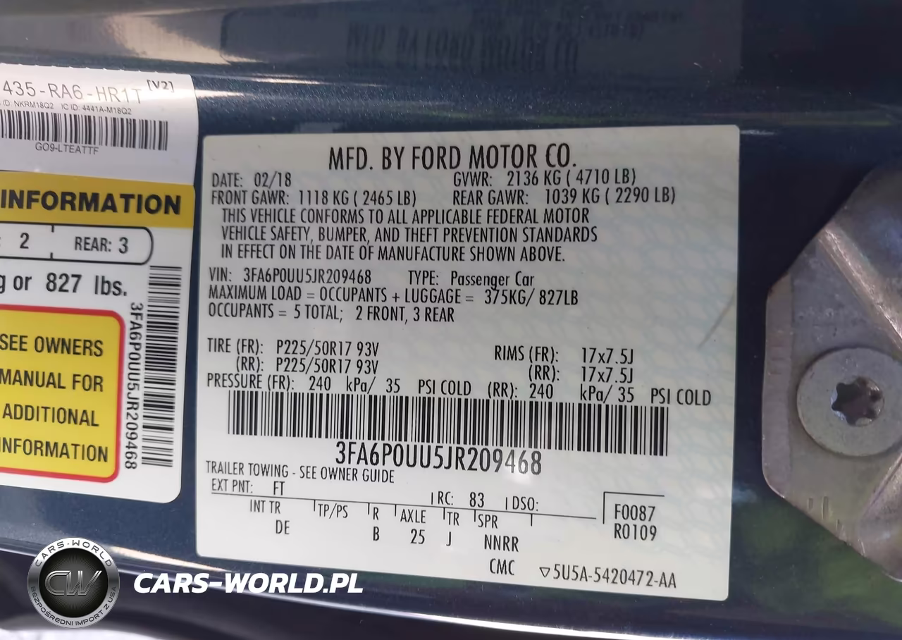 2018 Ford Fusion Hybrid S VIN:3FA6P0UU5JR209468 - 9