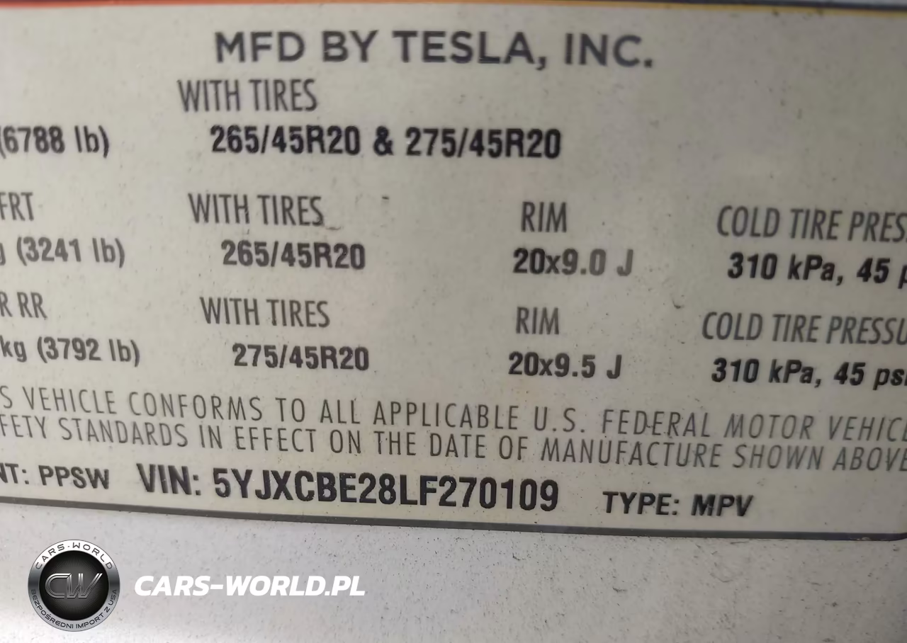 2020 Tesla Model X VIN:5YJXCBE28LF270109 - 9