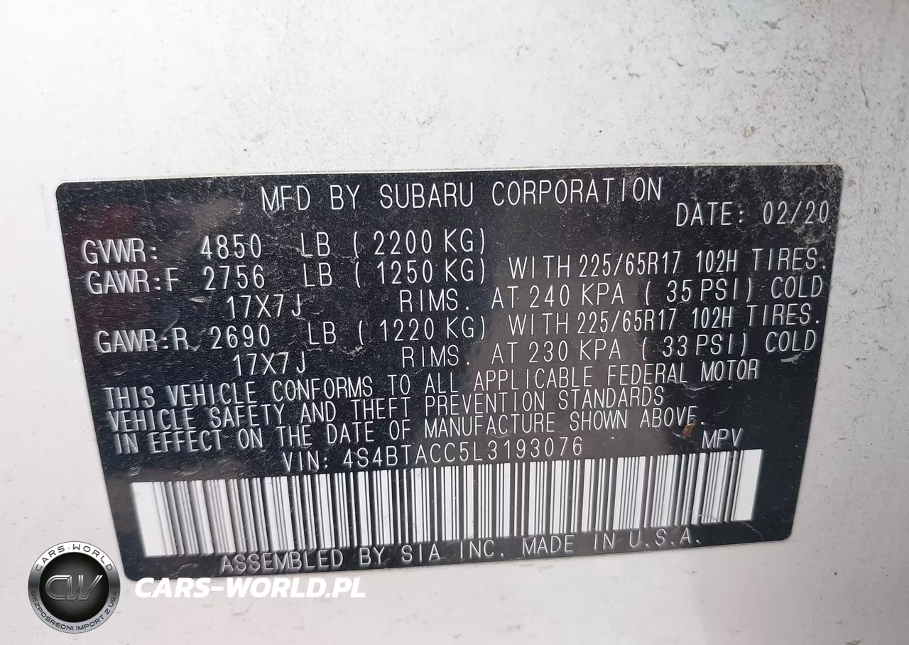 2020 Subaru Outback Premium VIN:4S4BTACC5L3193076 - 9